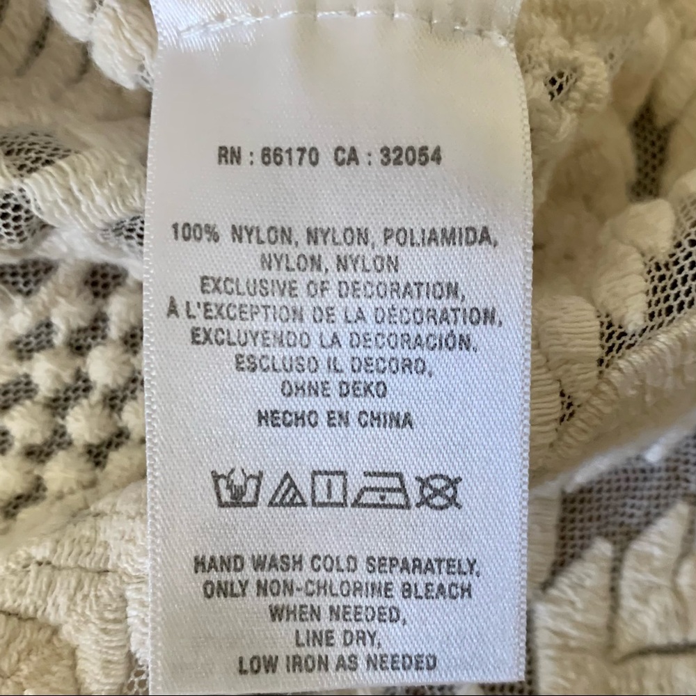 Anthro Meadow Rue Embroidered Mesh Cream Lace Top SZ- S - Picture 6 of 9